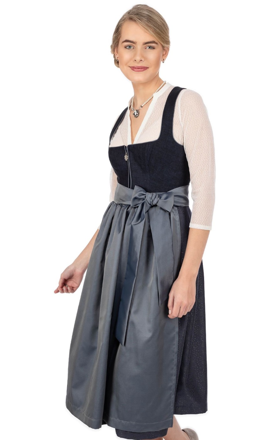 Damen Marjo | Marjo Midi Dirndl 2Tlg. 75Cm Gusta Nachtblau