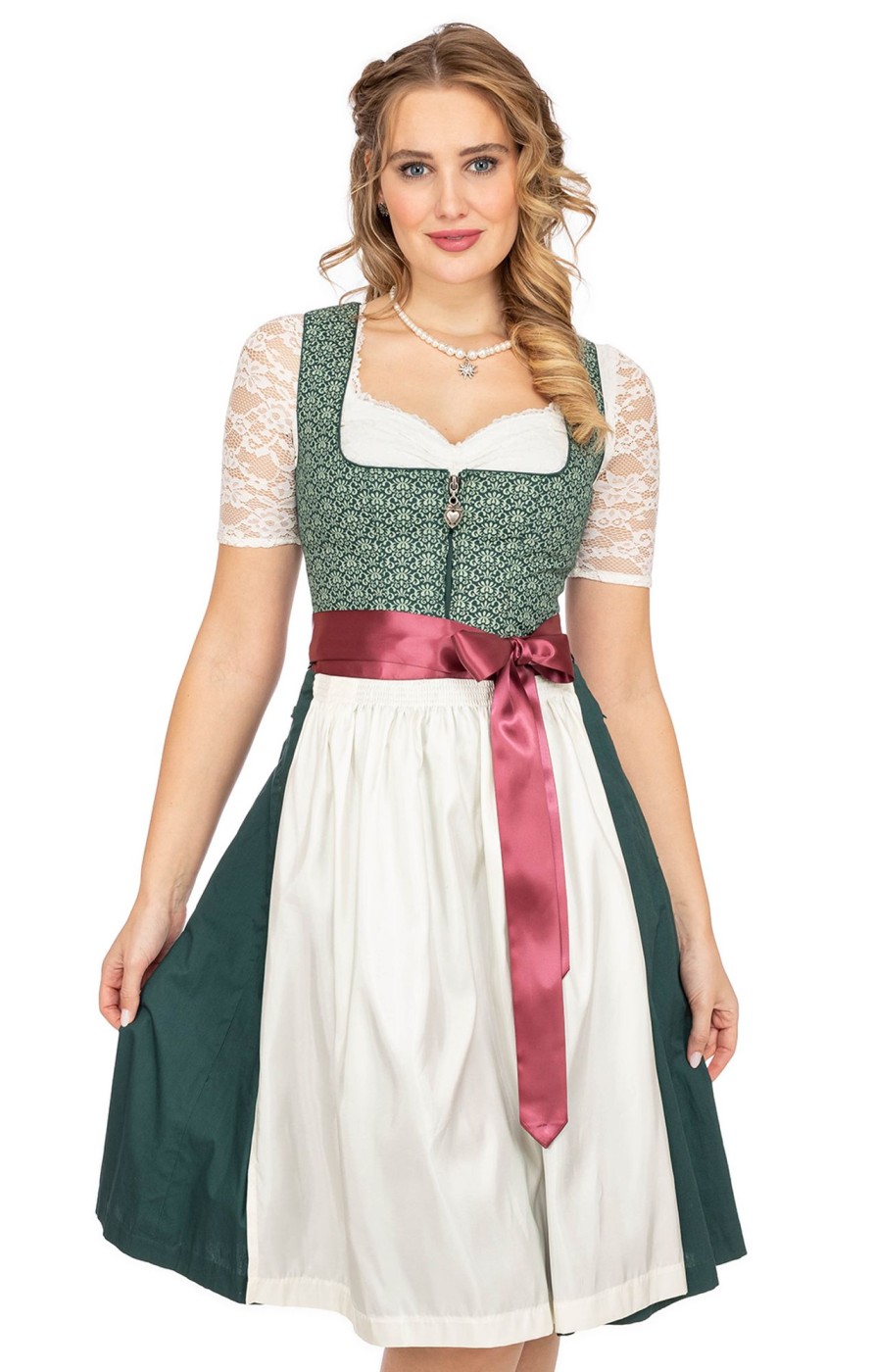 Damen Marjo | Marjo Midi Dirndl 2Tlg. 65M Jill Flaschengrun Creme