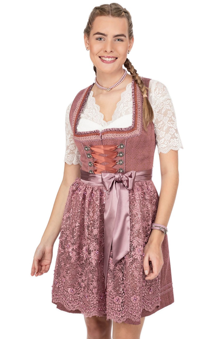 Damen Krüger Dirndl | Kruger Dirndl Mini Dirndl 2Tlg. 50Cm Seline Beere