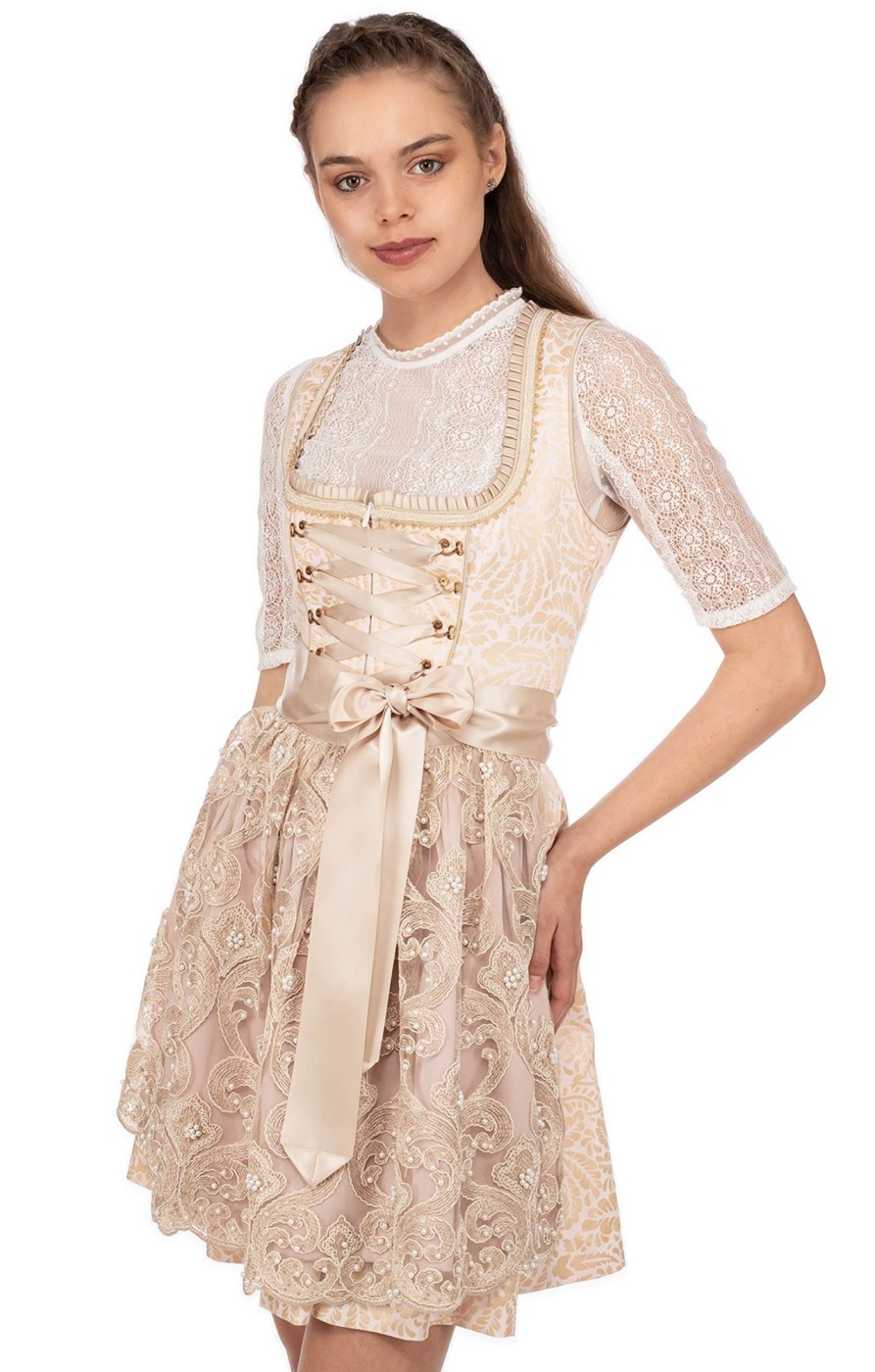 Damen Krüger Dirndl | Kruger Dirndl Mini Dirndl 2Tlg. 50Cm Lari Beige