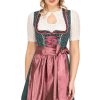 Damen Marjo | Marjo Mini Dirndl 2Tlg. 58Cm Iduna Grun Rosenholz