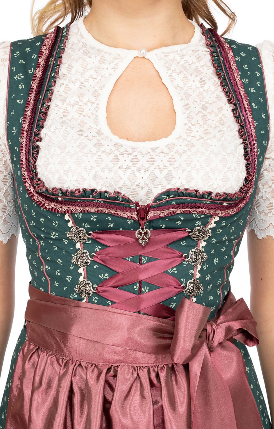 Damen Marjo | Marjo Mini Dirndl 2Tlg. 58Cm Iduna Grun Rosenholz