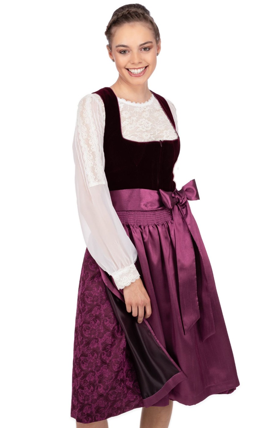 Damen Krüger Dirndl | Kruger Dirndl Midi Dirndl 2Tlg. 75Cm Erica Beere