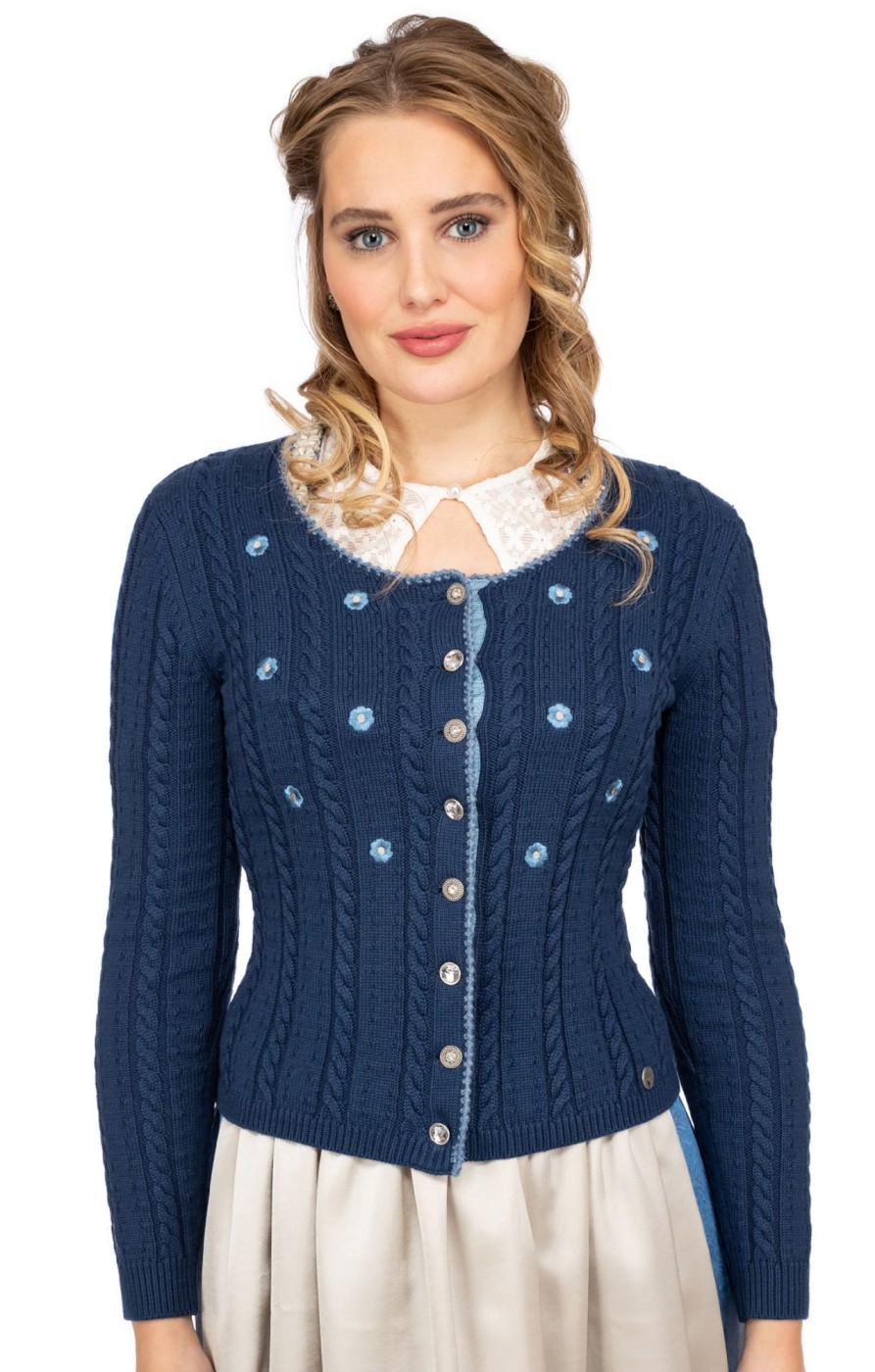 Damen Spieth & Wensky | Spieth & Wensky Strickjacke Anne Jeansblau