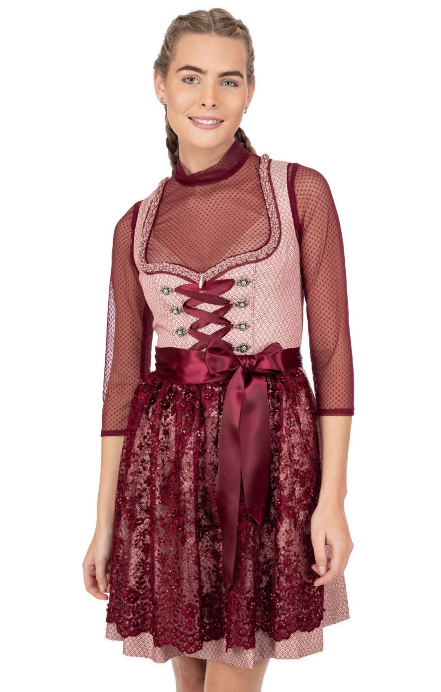 Damen Krüger Dirndl | Kruger Dirndl Mini Dirndl 2Tlg. 50Cm Marica Beere