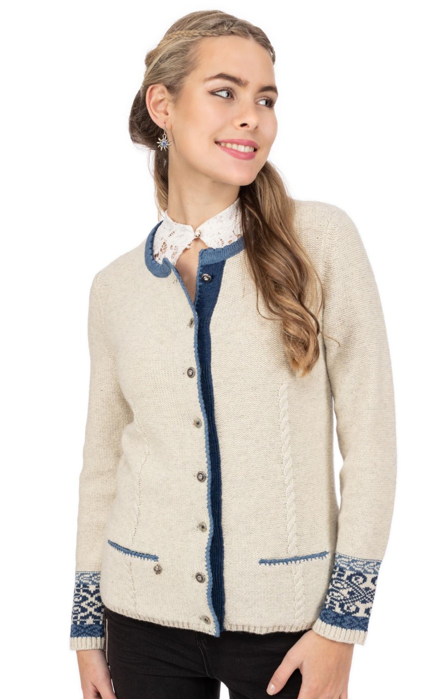 Damen Spieth & Wensky | Spieth & Wensky Strickjacke Bruck Sand Blau