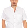 Herren Almsach | Almsach Halbarmhemd Stehkragen Sf133 Ku Weis (Slim Fit)