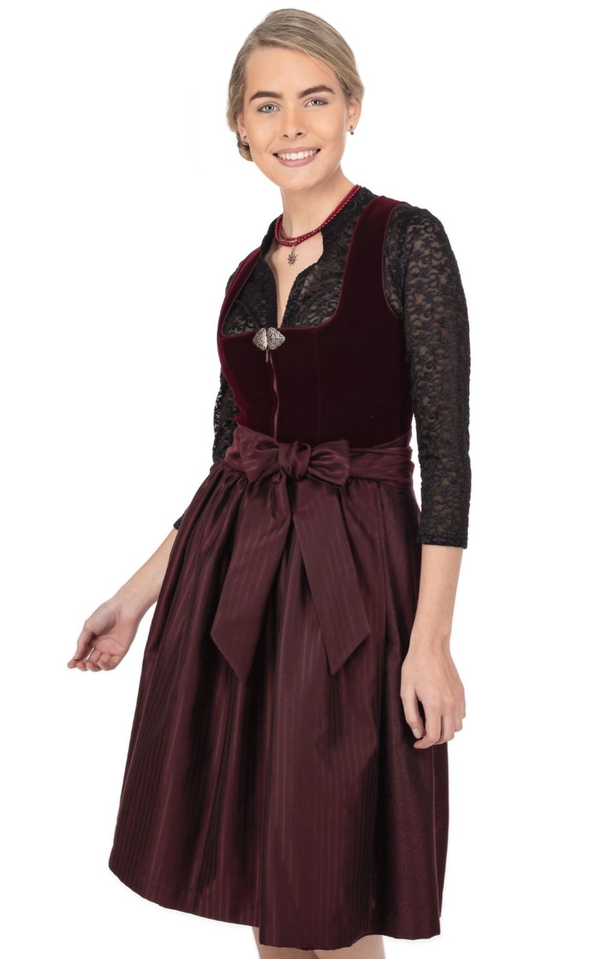 Damen Marjo | Marjo Midi Dirndl 2Tlg. 65Cm Susi Rotwein