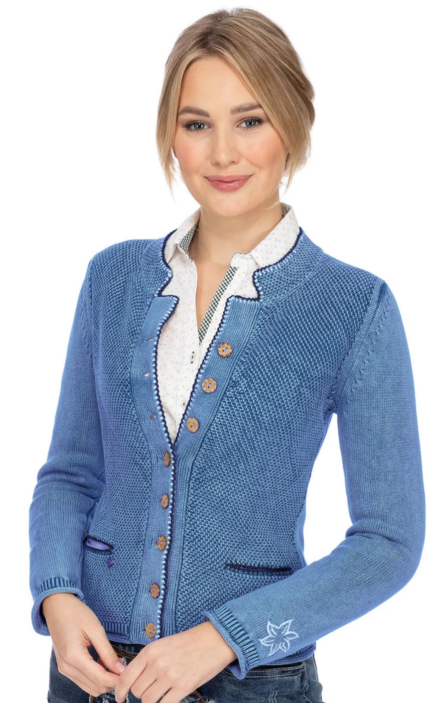 Damen Spieth & Wensky | Spieth & Wensky Strickjacke Tarana Jeansblau