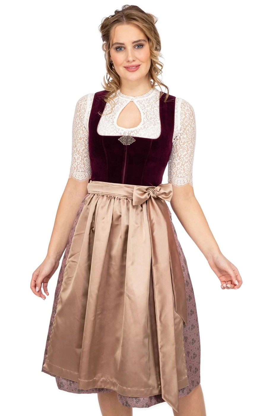 Damen Marjo | Marjo Midi Dirndl 2Tlg. 68Cm Sabine Rosengarden