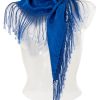 Accessoires Purset | Purset Seidentuch Mit Fransen 122-132 Royal Blue