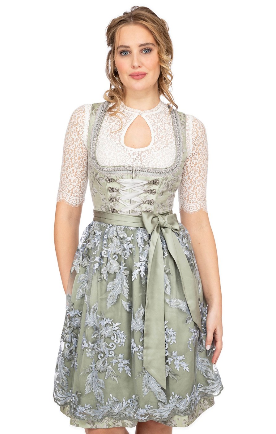 Damen Krüger Dirndl | Kruger Dirndl Midi Dirndl 2Tlg. 60Cm Breanna Hellgrun