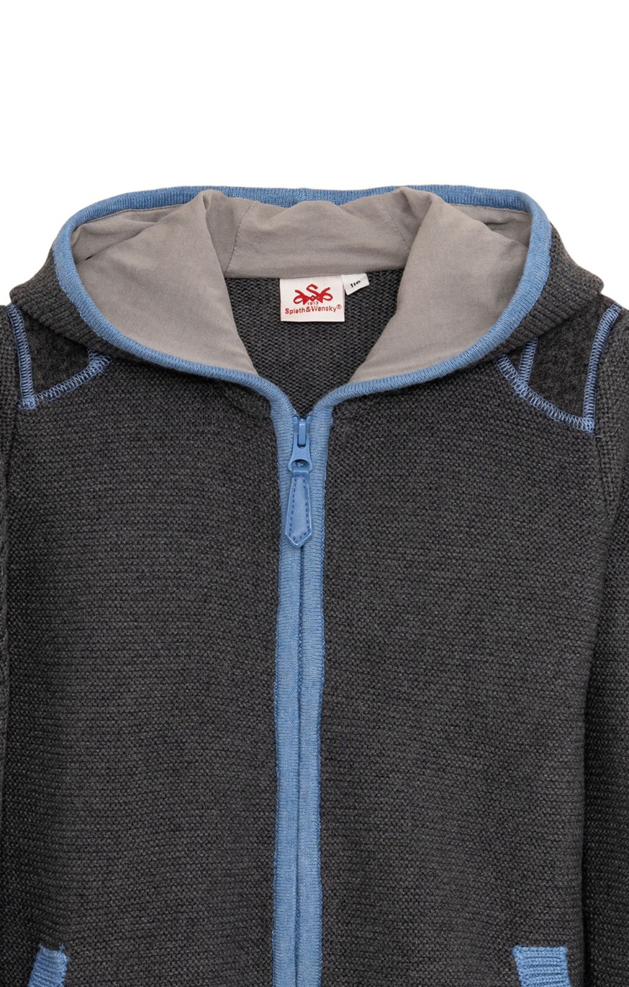 Kinder Spieth & Wensky | Spieth & Wensky Kinderstrickjacke Specht Grau Blau