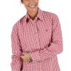 Damen OS-Trachten | Os-Trachten Trachtenbluse Checkered Langarm Stick Rot