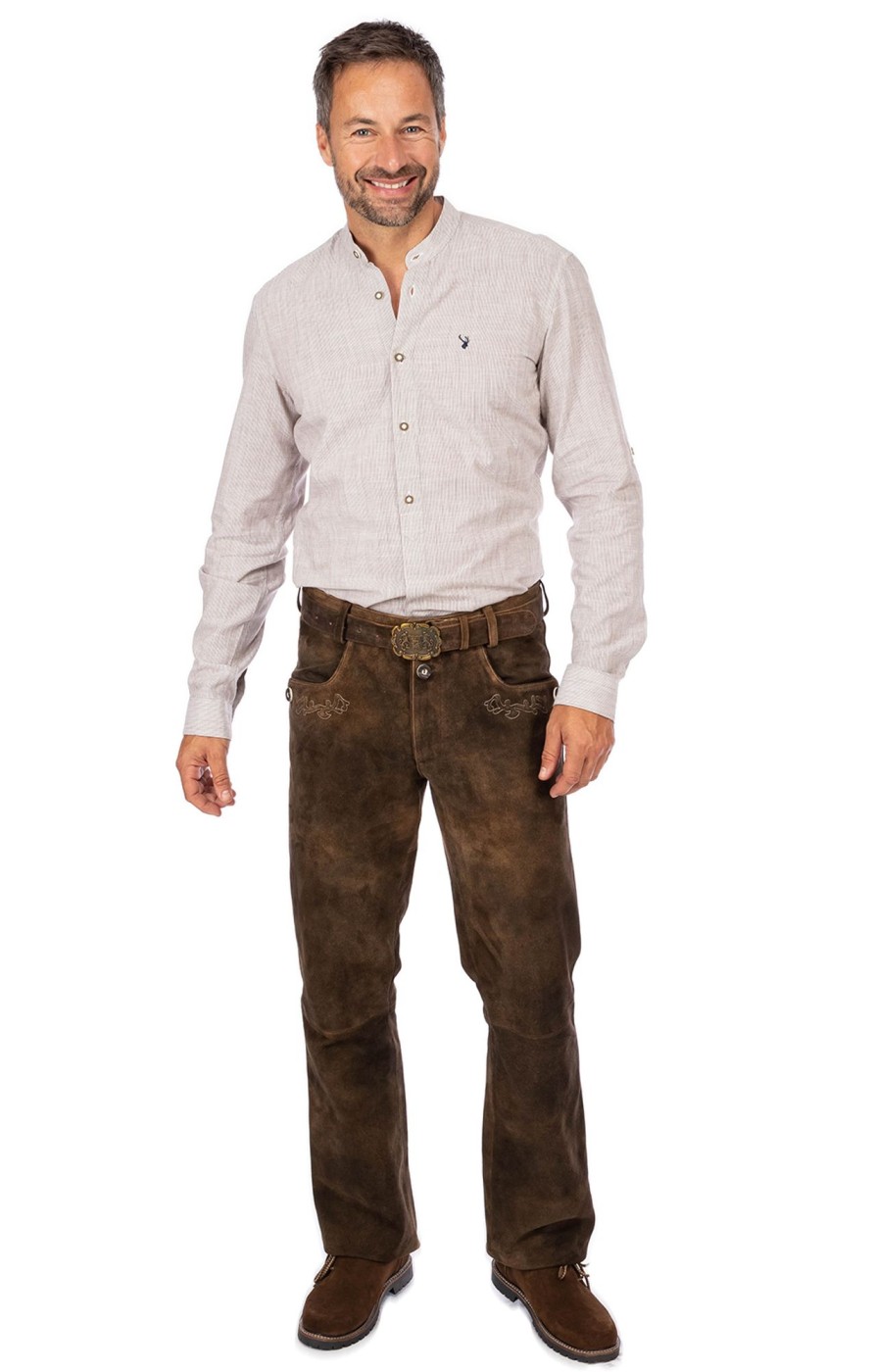 Herren Almsach | Almsach Lederhose Lang Mit Gurtel He1051 Deerlook