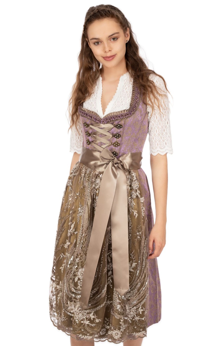 Damen Krüger Dirndl | Kruger Dirndl Midi Dirndl 2Tlg. 75Cm Safina Lila