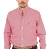 Herren Almsach | Almsach Hemd Stehkragen 760Co Rot (Slim Fit)