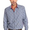 Herren OS-Trachten | Os-Trachten Karo Langarmhemd Burgstadt Blau (Slim Fit)