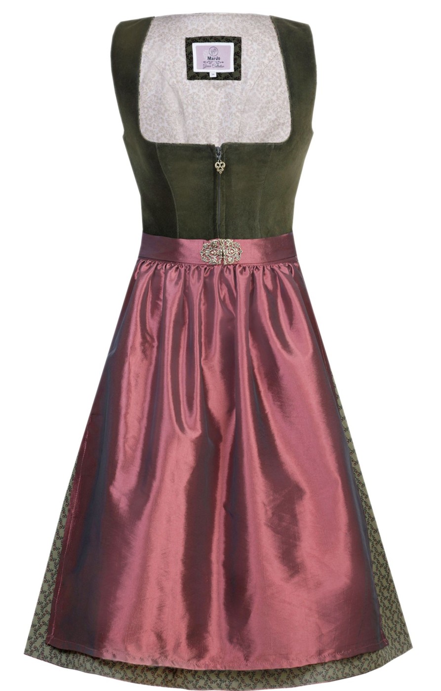 Damen Marjo | Marjo Midi Dirndl 2Tlg. 65Cm Nicoletta Grun Rosenholz