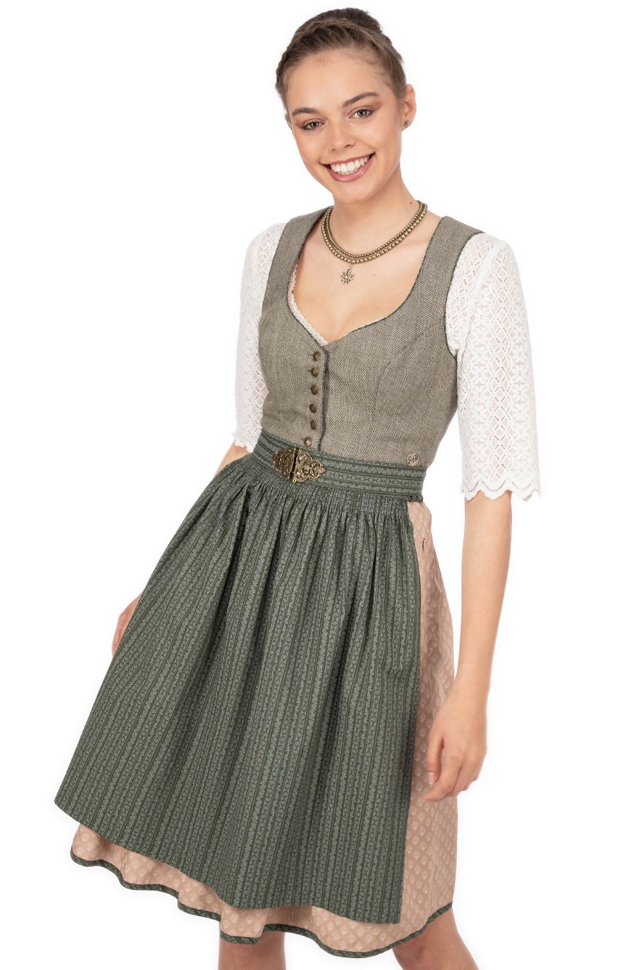 Damen Marjo | Marjo Midi Dirndl 2Tlg. 65Cm Romy Flaschengrun