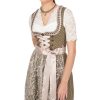 Damen Marjo | Marjo Midi Dirndl 2Tlg. 58Cm Lea Olive Taupe