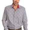 Herren OS-Trachten | Os-Trachten Karo Langarmhemd Burgstadt Braun Blau (Slim Fit)