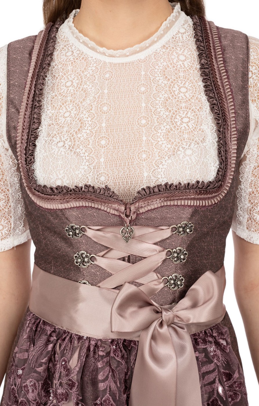 Damen Marjo | Marjo Mini Dirndl 2Tlg. 55Cm Mette Aubergine