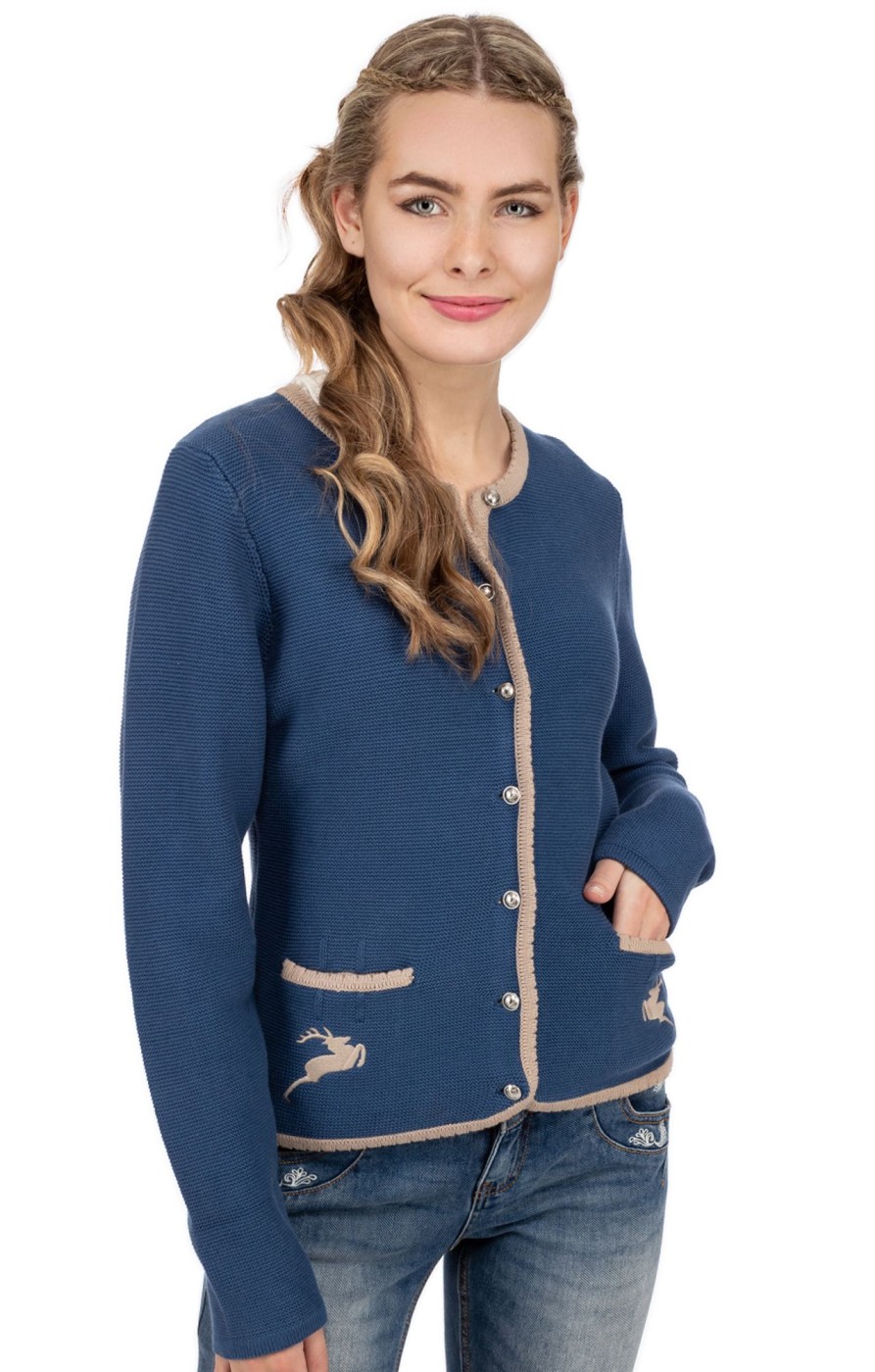 Damen AlpSpur | Alpspur Strickjacke Lucy Bio Blau Beige