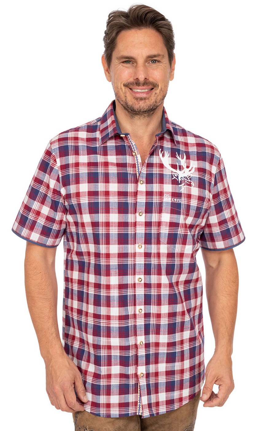 Herren Gipfelstürmer | Gipfelsturmer Kurzarmhemd 421000-3669-34 Mittelrot (Regular Fit)