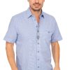 Herren OS-Trachten | Os-Trachten Kurzarmhemd 421002-4250-42 Mittelblau (Regular Fit)