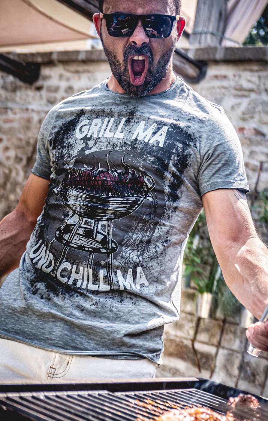 Herren Hangowear | Hangowear T-Shirt Grill & Chill Grey