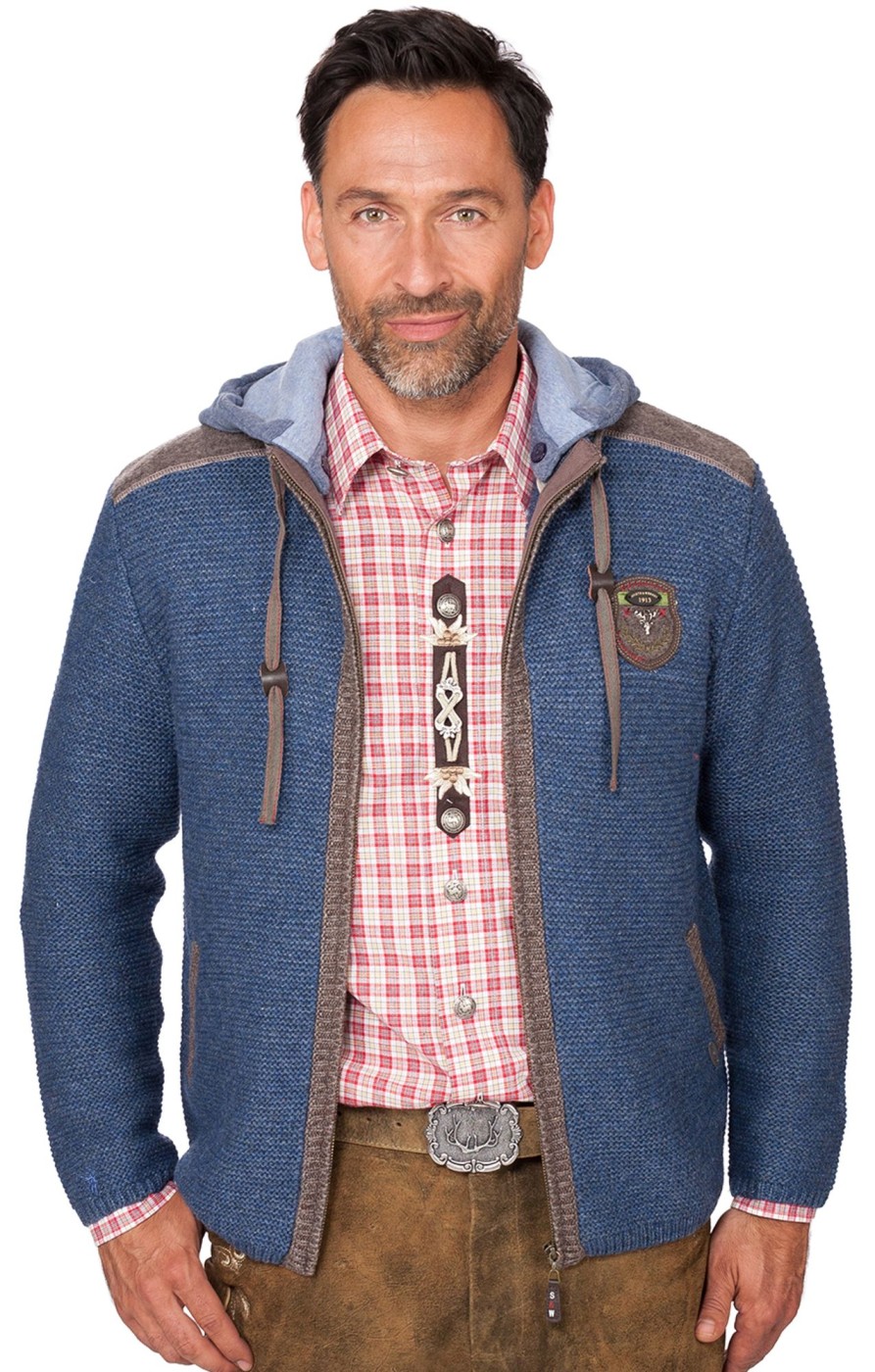 Herren Spieth & Wensky | Spieth & Wensky Trachten Strickjacke Dakar Jeansblau