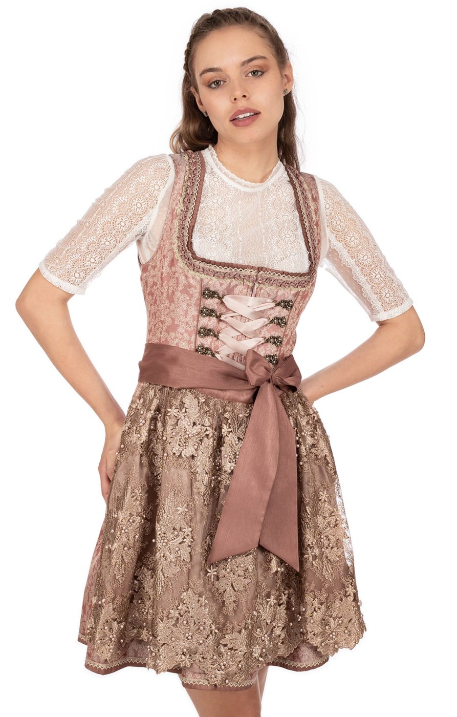 Damen Krüger Dirndl | Kruger Dirndl Mini Dirndl 2Tlg. 50Cm Irmi Rose